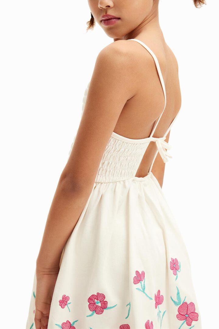Strappy floral embroidery dress | Desigual