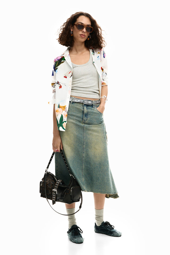 花の装飾が施された中型バッグ | Desigual