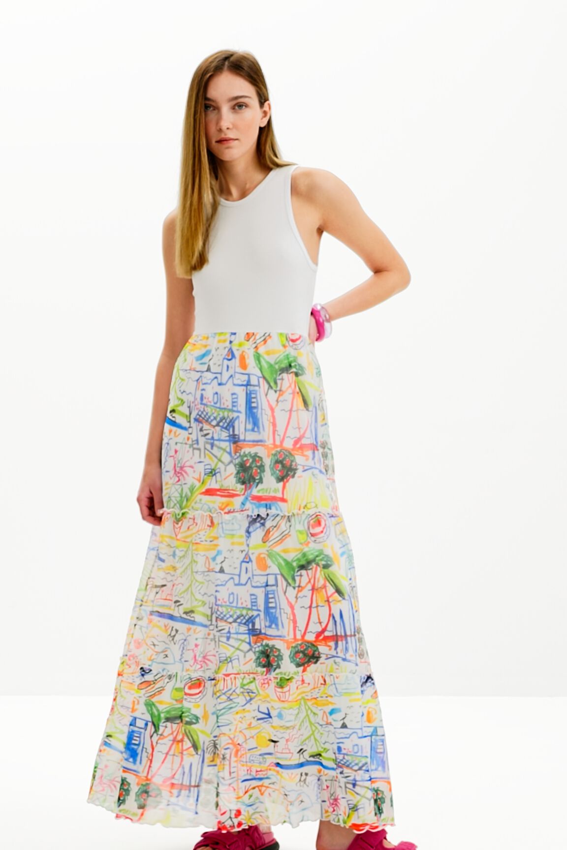 Women s Long combination tulle dress I Desigual