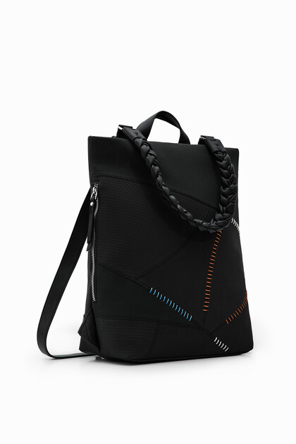 Multi-position patchwork backpack