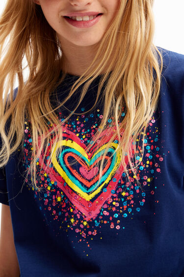 Camiseta corazón lentejuelas | Desigual