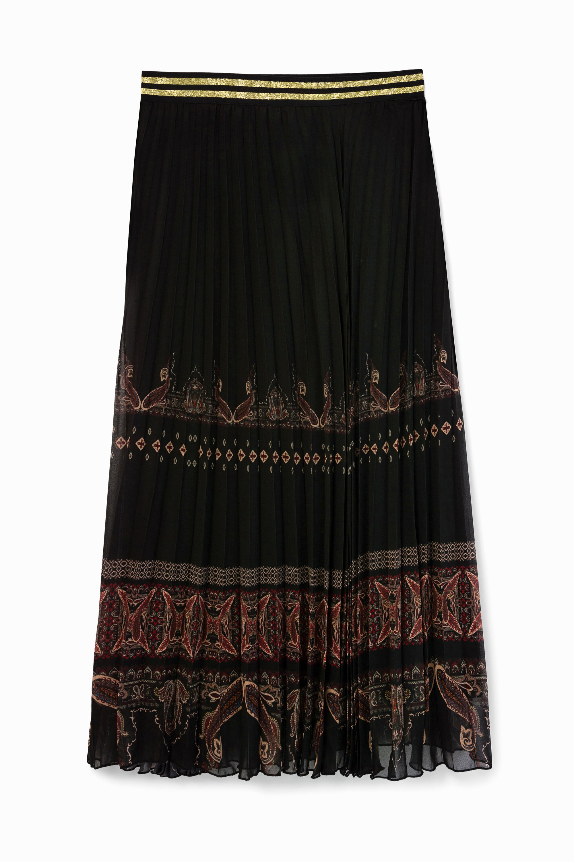 Boho pleated midi-skirt