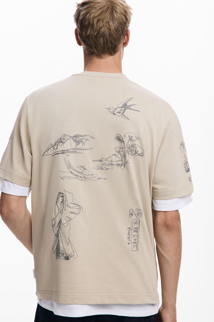 T-shirt with carp drawings | Desigual