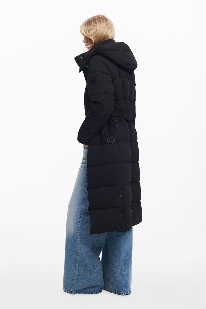 Lange gesteppte Jacke mit Gürtel | Desigual