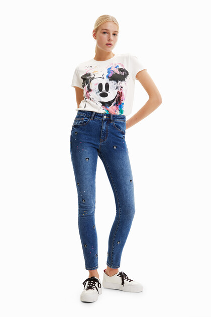Jean slim push-up Mickey Mouse