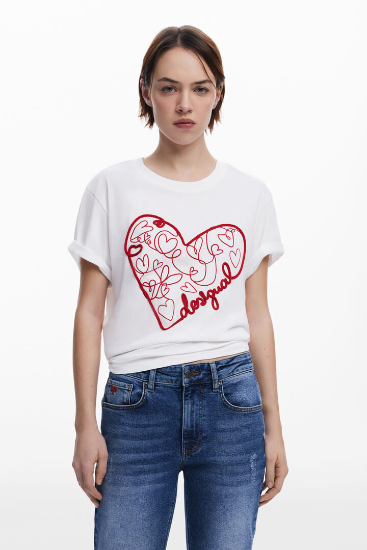T-shirt met koord en hartjes