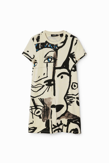 Vestido camiseta mini caras | Desigual