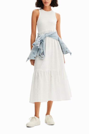 Long embroidered combination dress | Desigual