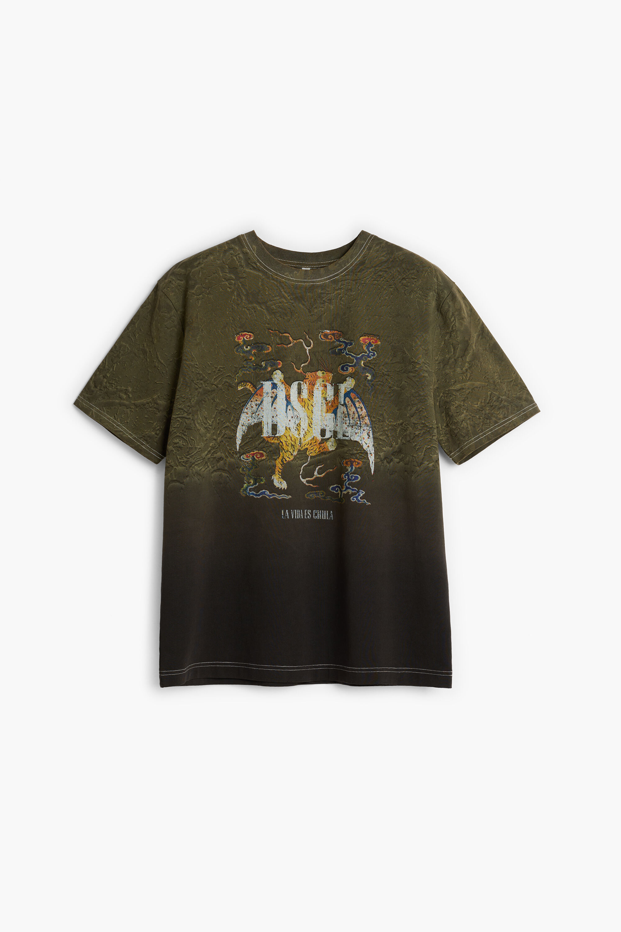 Desigual Mannelijk Groente Bedrukte T-Shirt 100% Katoen