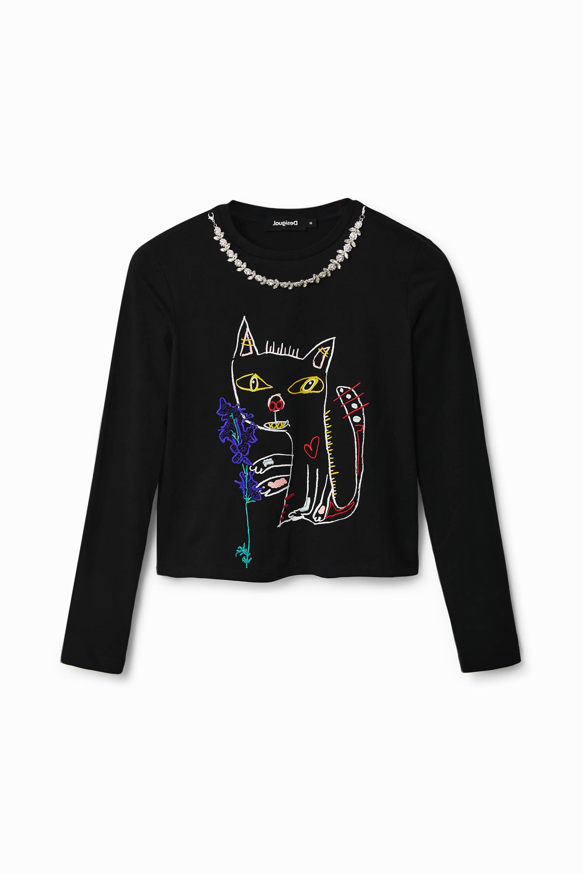 Arty cat T-shirt - BLACK - XS