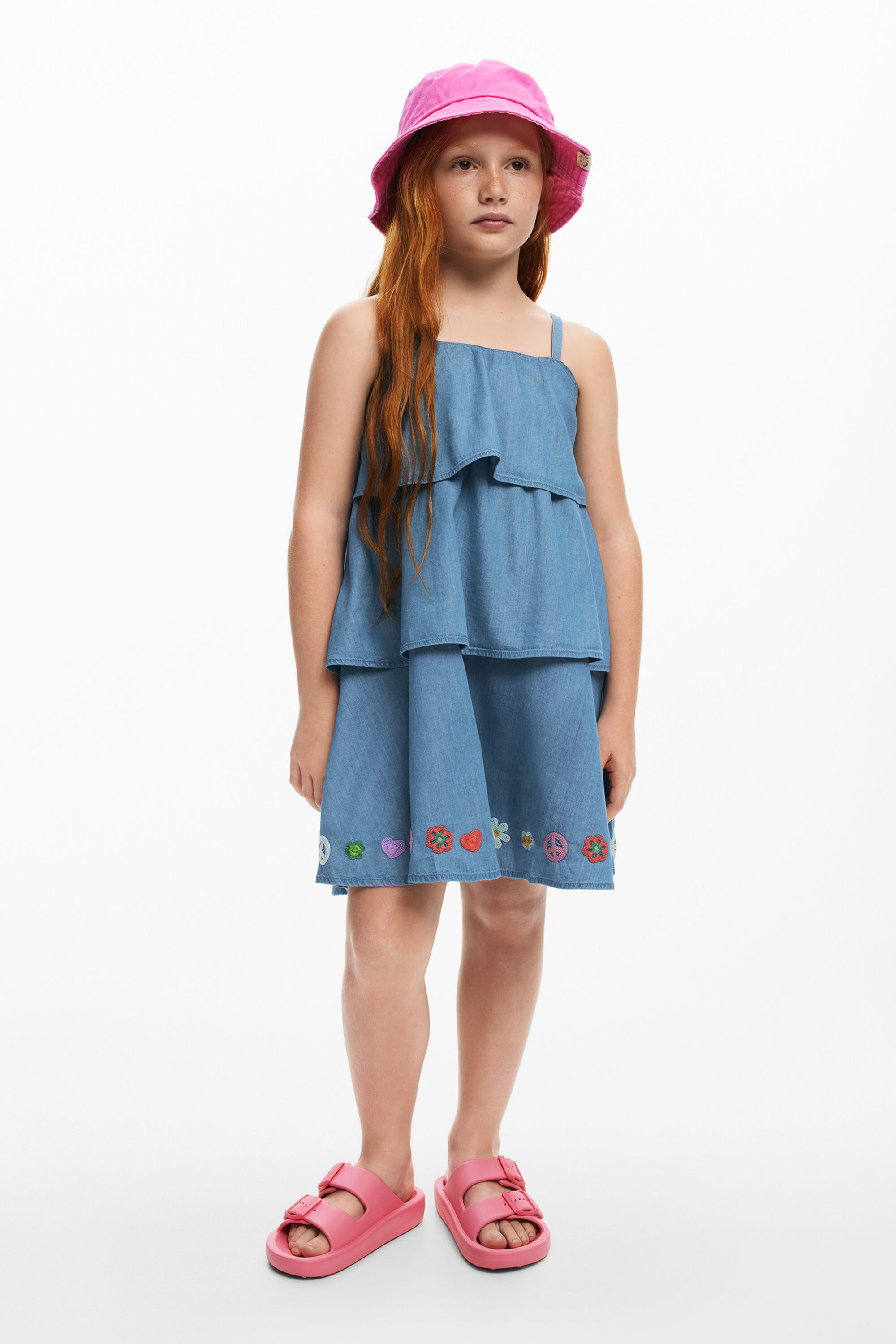 desigual Kort jurkje met ruches - BLUE