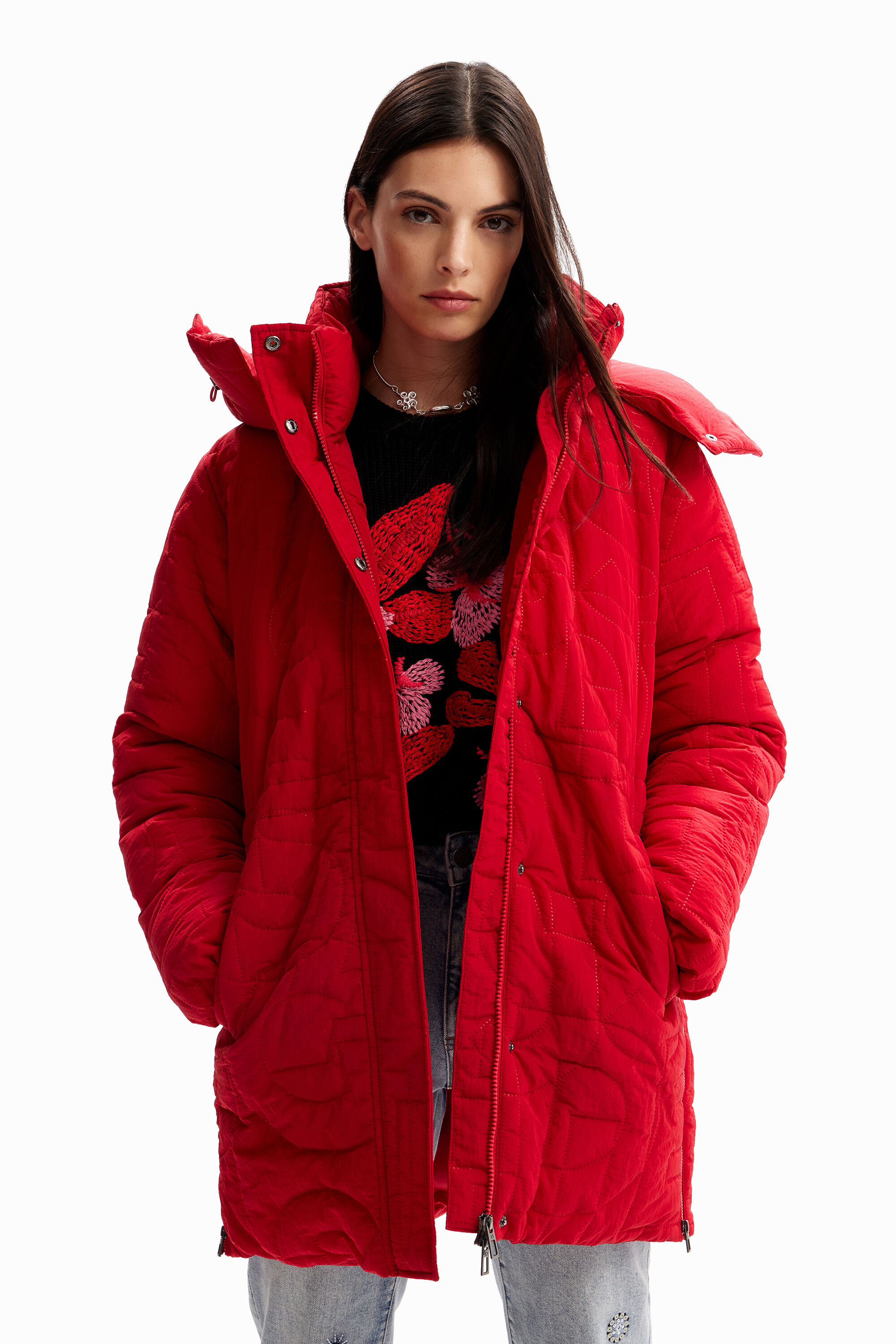 Desigual Padded zips coat