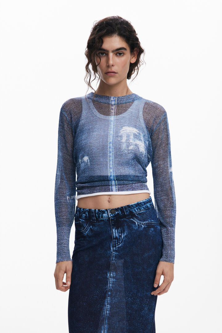 Pullover in Denim-Optik