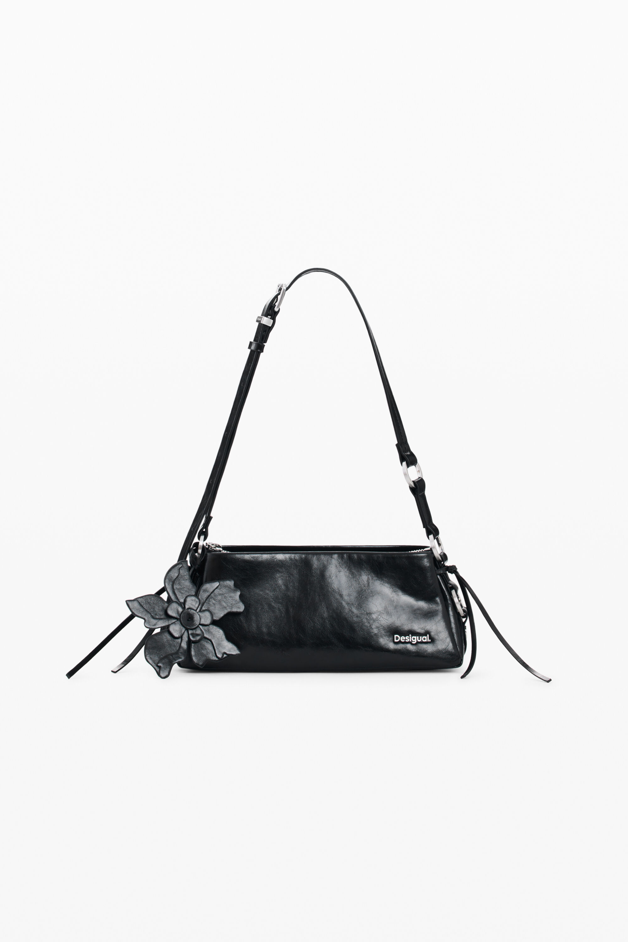 Desigual, Mittelgroße tasche mit lederoptik und charm, Polyurethan, Schwarz, U