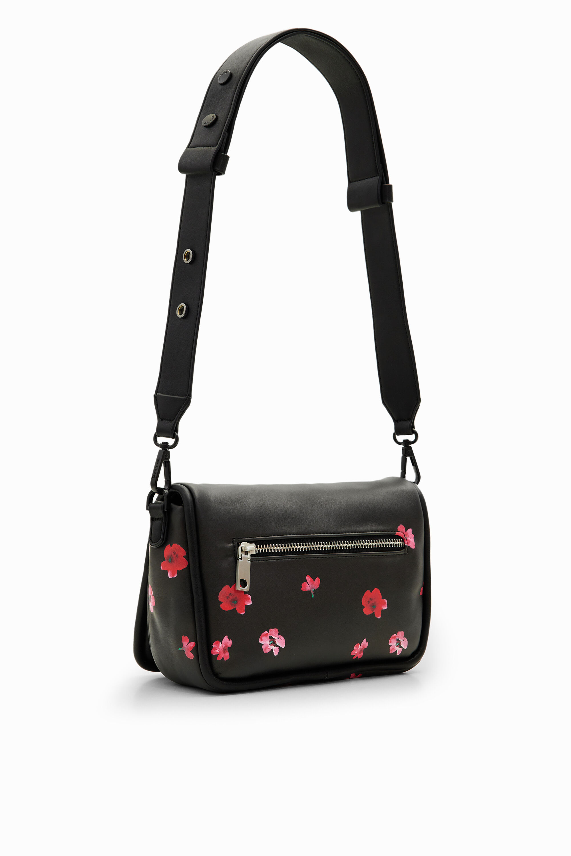 Shop Desigual S Padded Floral Crossbody Bag In Black
