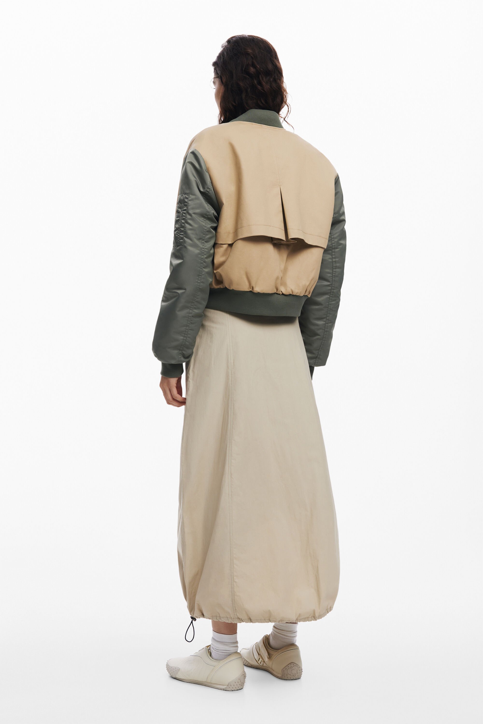 Desigual Midi Parachute Skirt In Brown