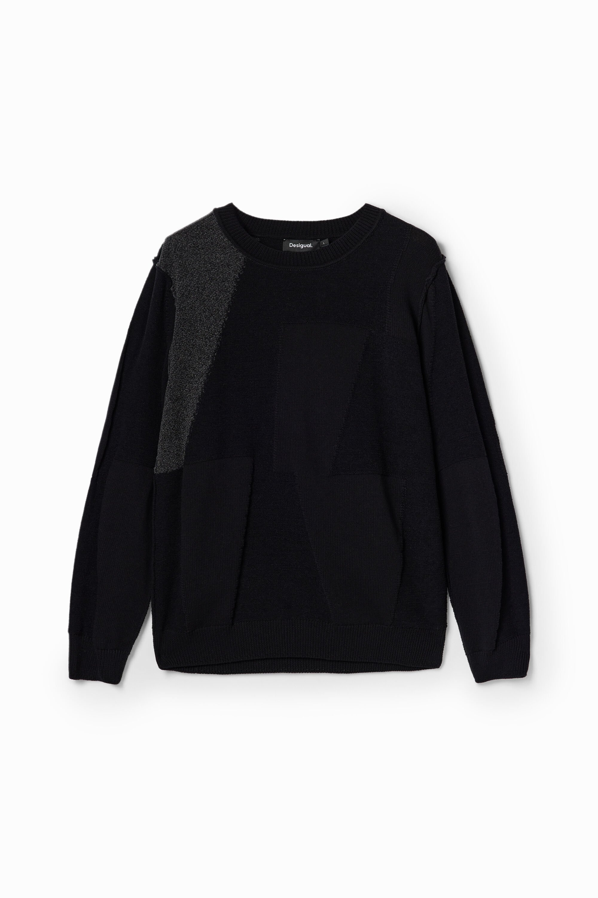 Textured patchwork pullover