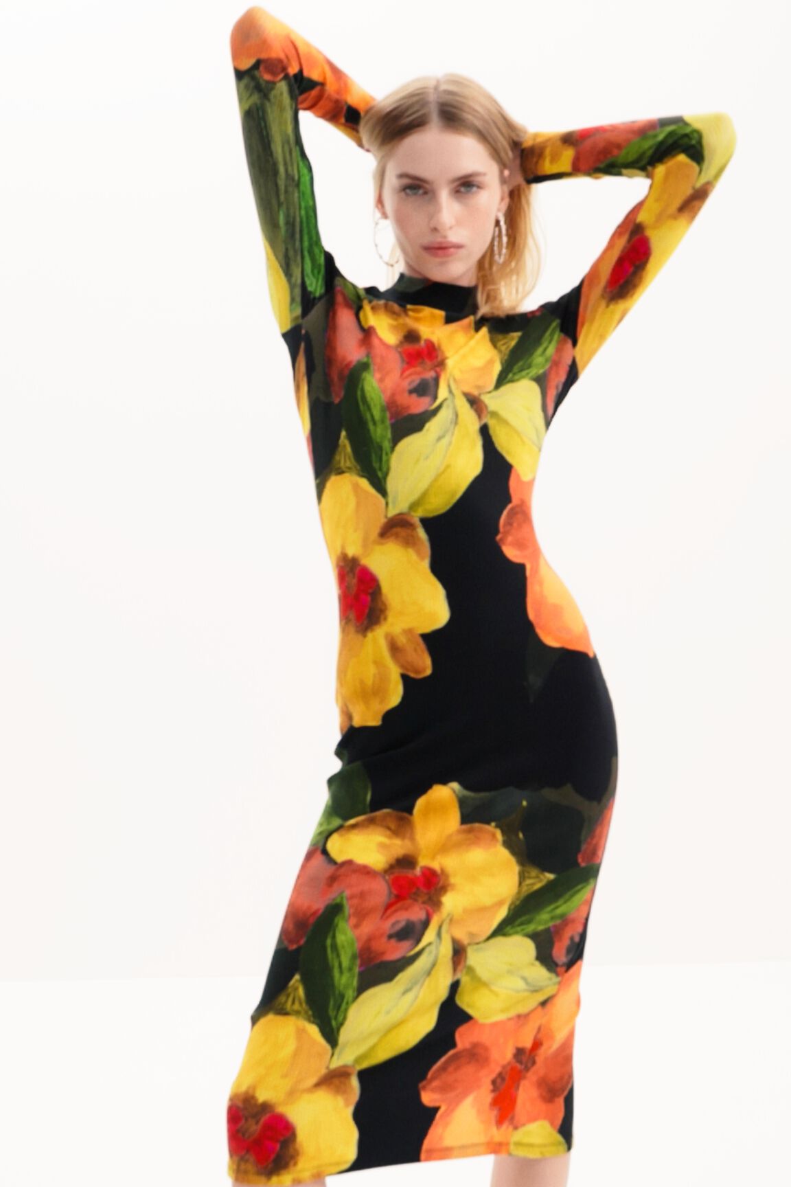 Slim floral midi dress