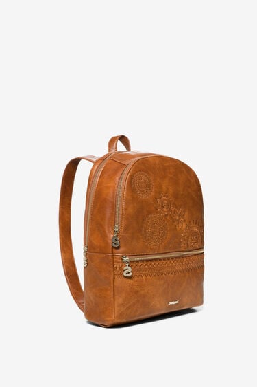 Leather effect embroideries backpack | Desigual