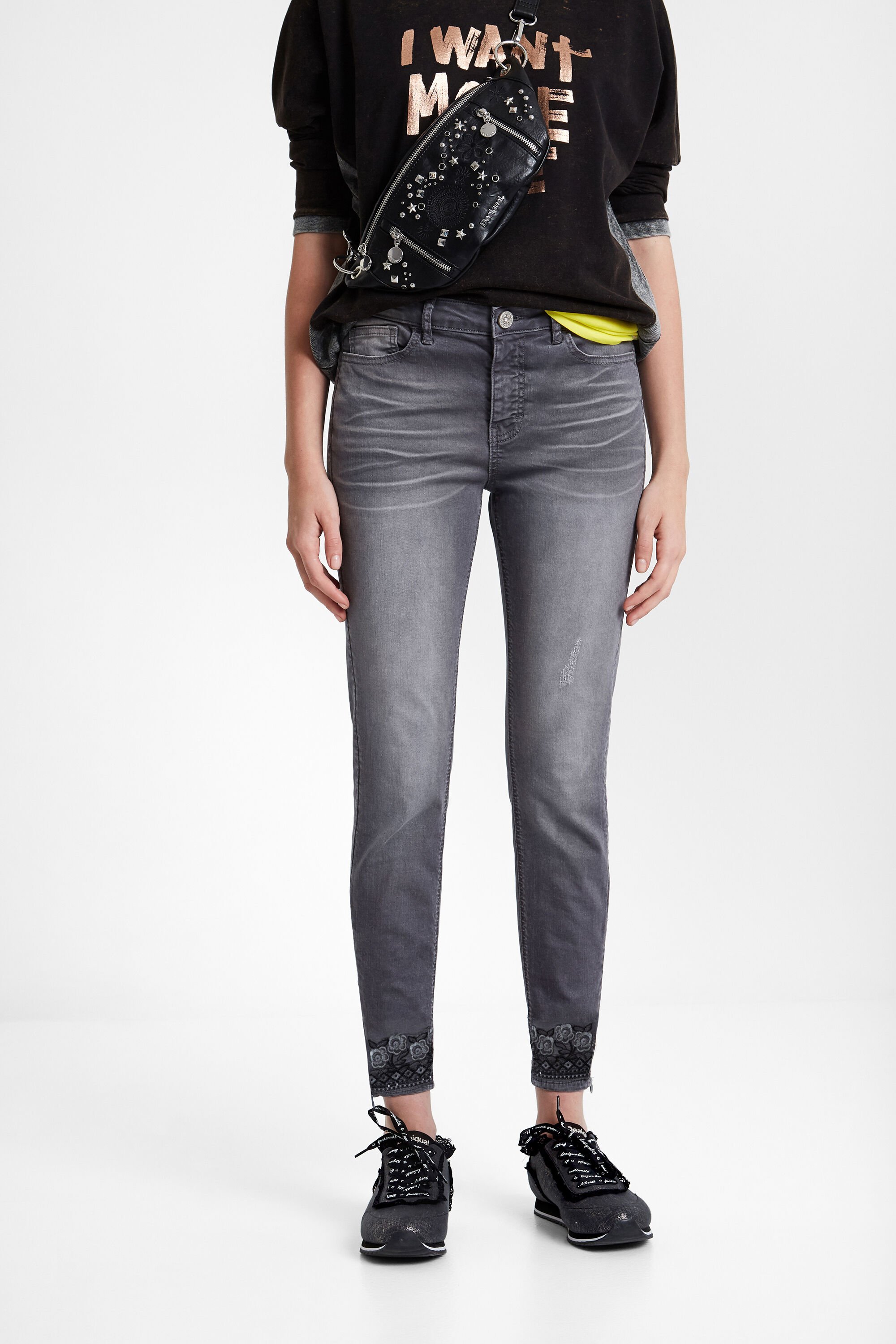 Boho denim trousers