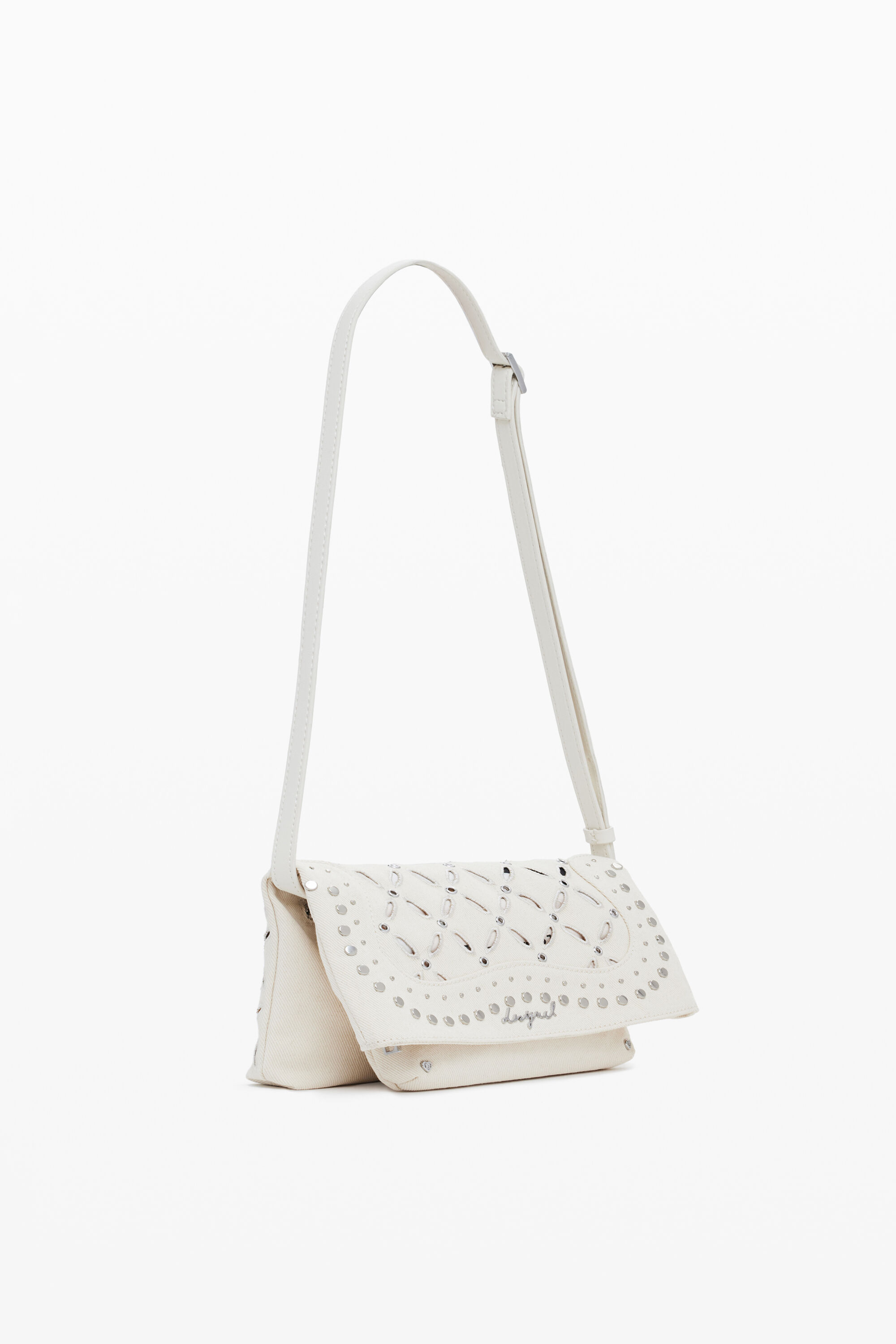 Desigual Cotton Canvas Crossbody Bag In White