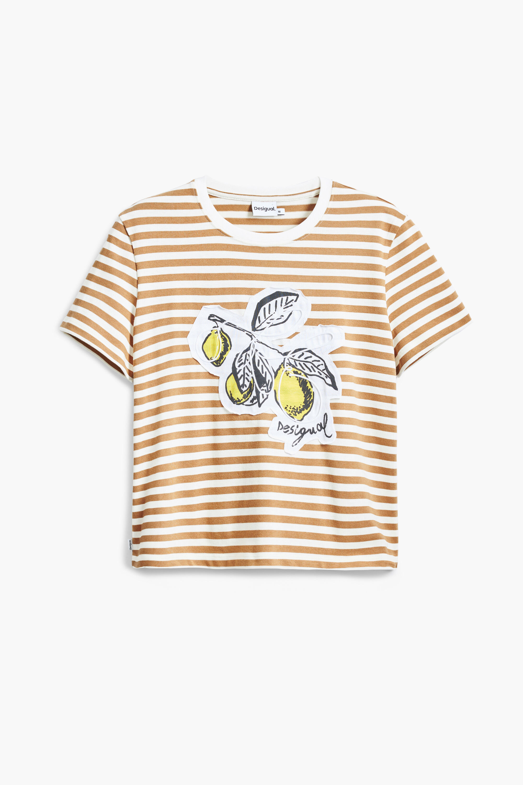 Desigual, Gestreiftes T-Shirt, Baumwolle, Weiß, XL