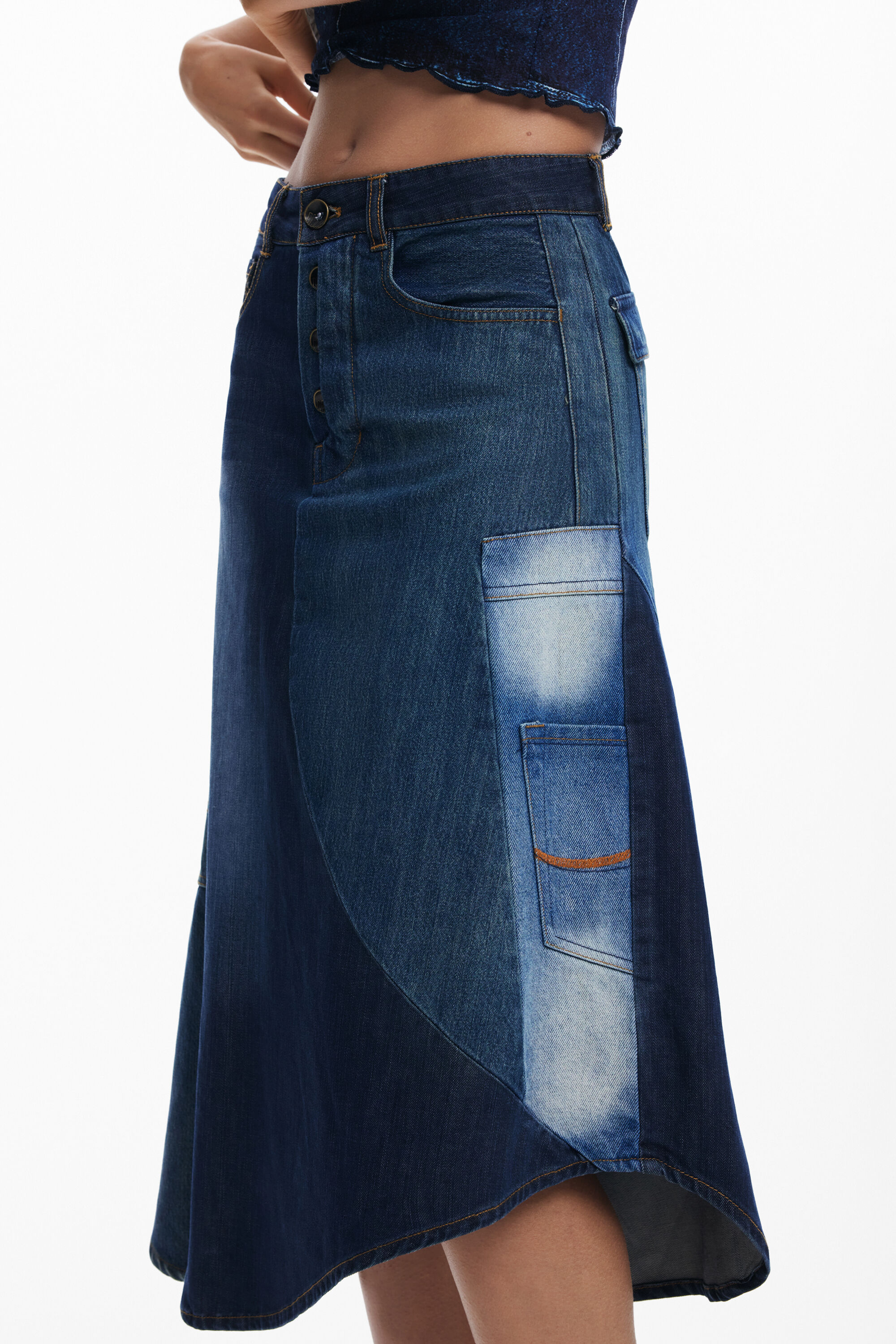 デニムパッチワークスカート 女性用 I Desigual.com