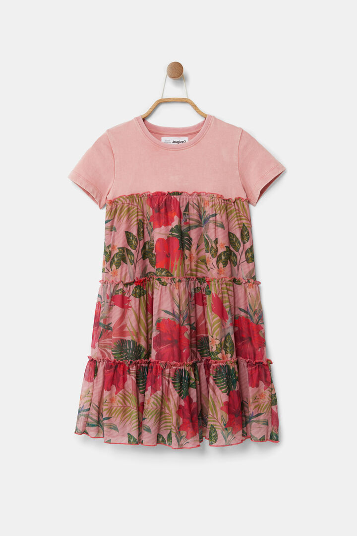 T-shirt dress flounces flowers | Desigual