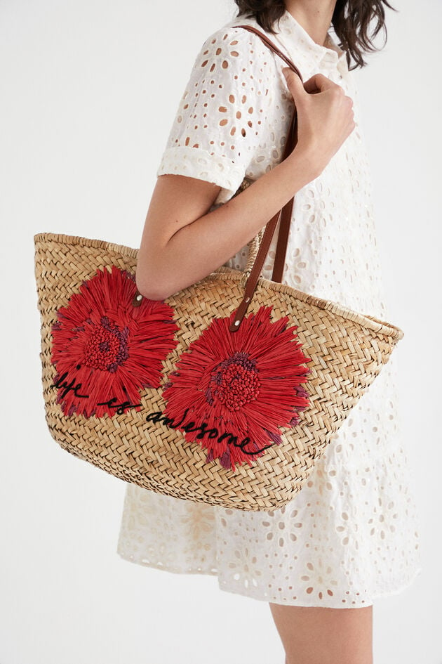 Flower embroidery basket