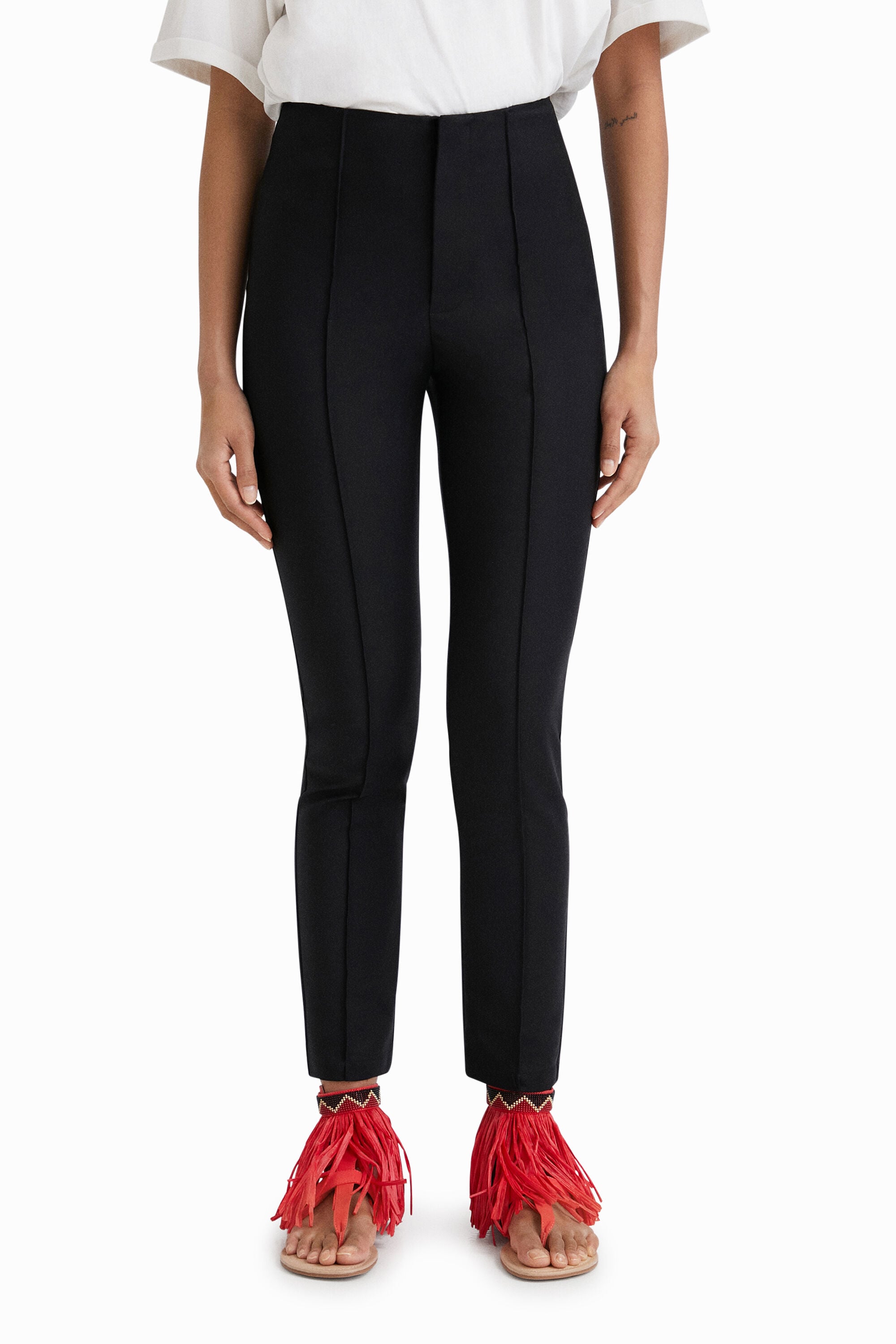 Pantalón slim Stella Jean, Negro,