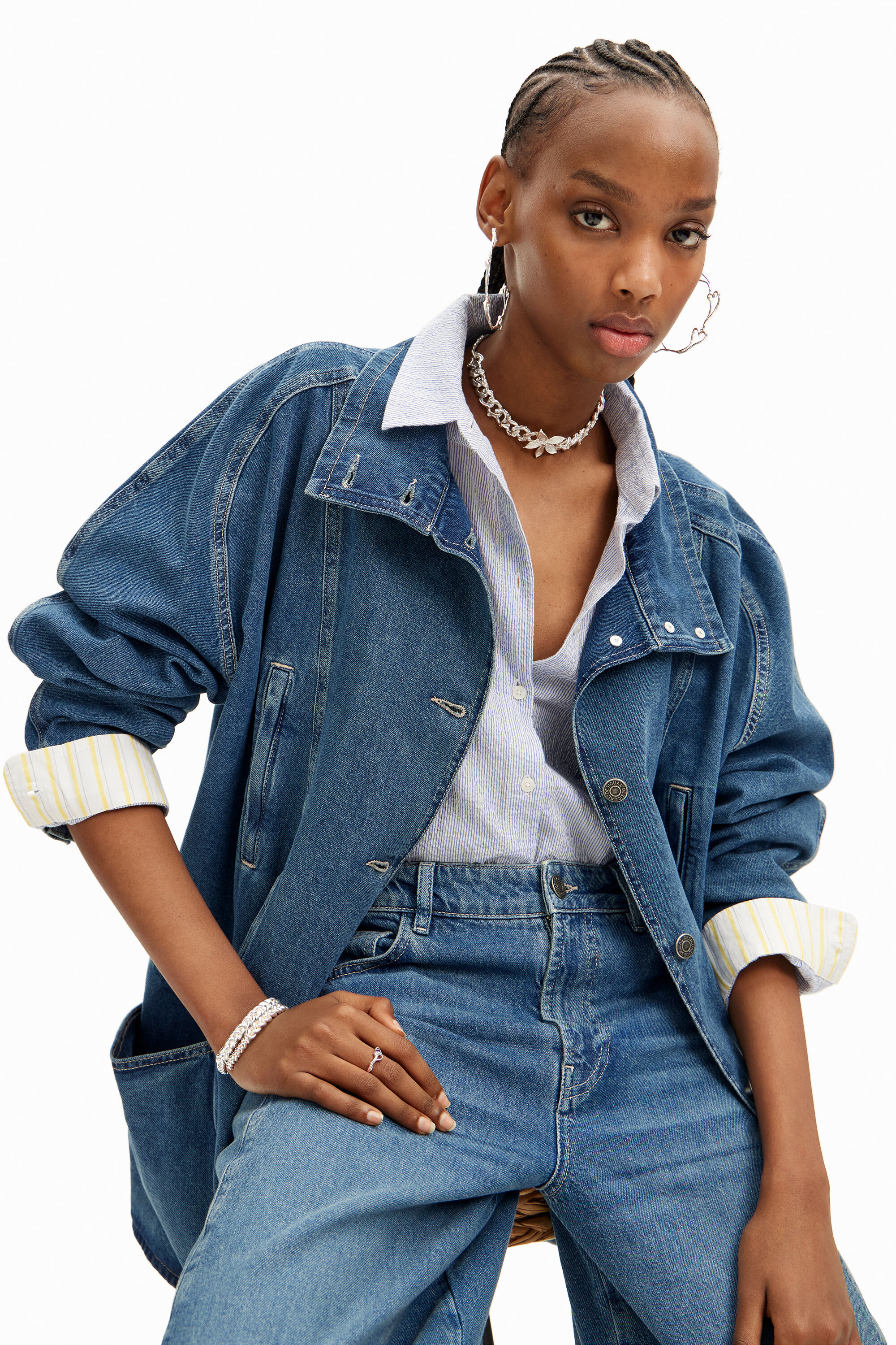 Striped jeans jacket online