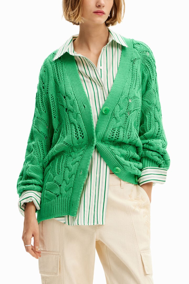 Cardigã oversize pormenores abertos | Desigual