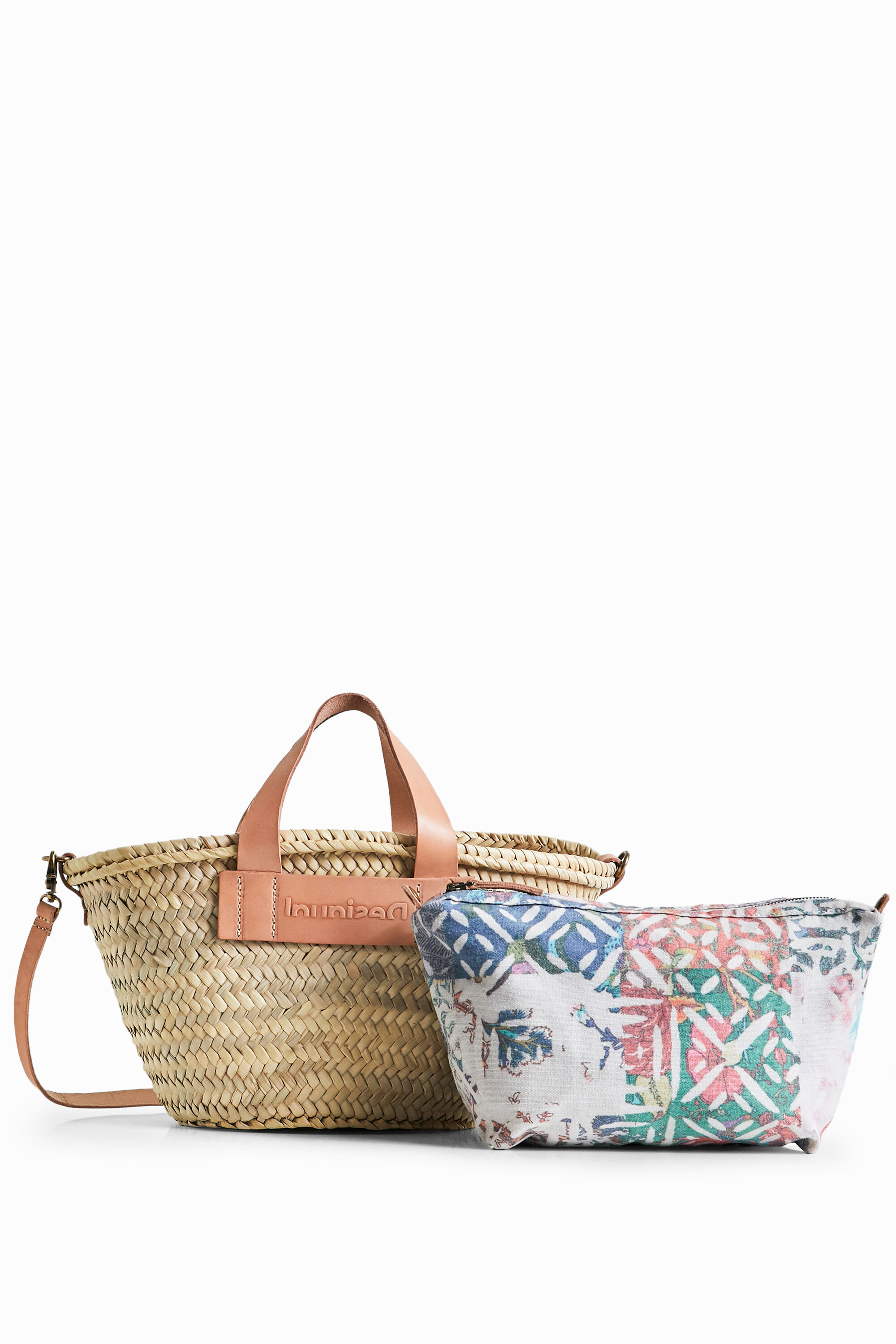 Desigual Medium Basket With Contrasting Straps In White