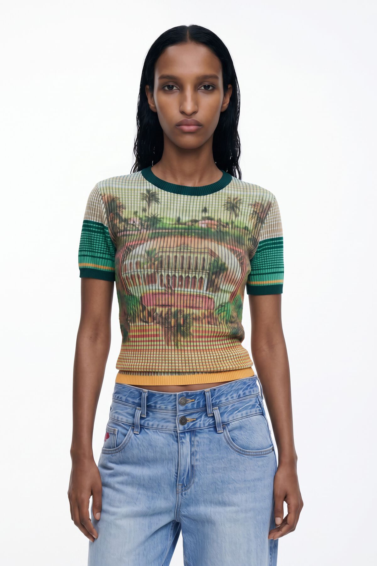 風景柄のニットTシャツ 女性用 I Desigual.com