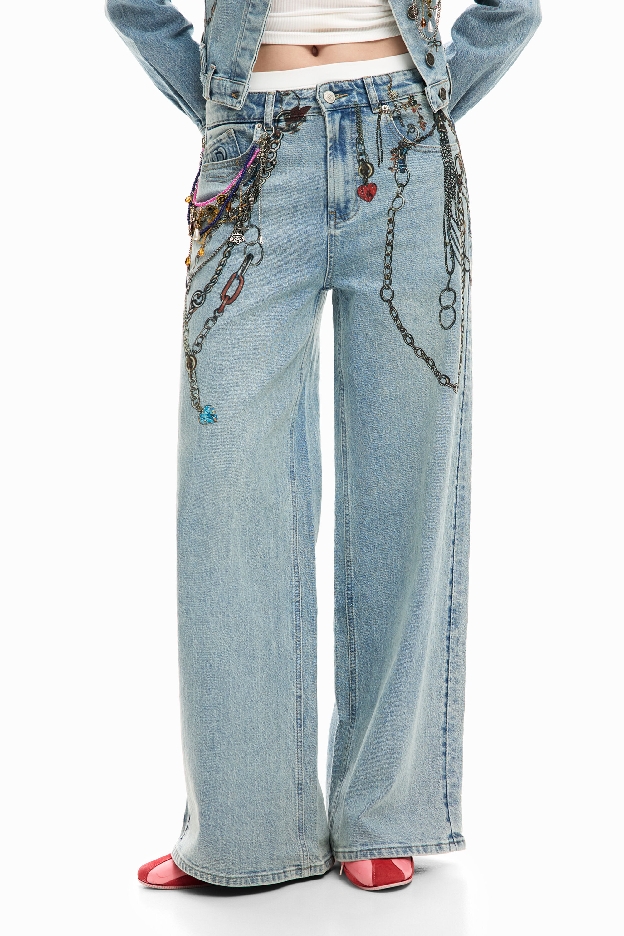 チェーン付きデニムパンツ 青 女性用 I Desigual.com