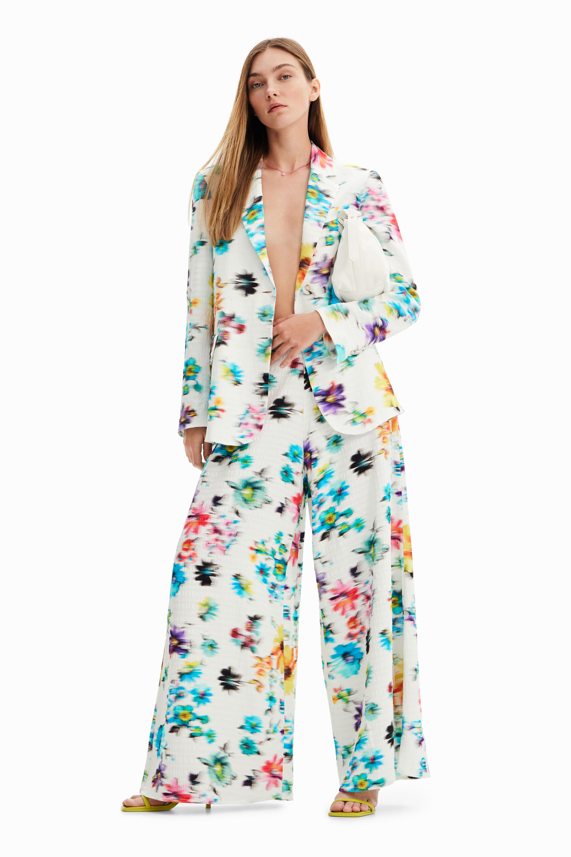 Blurry flowers maxi trousers
