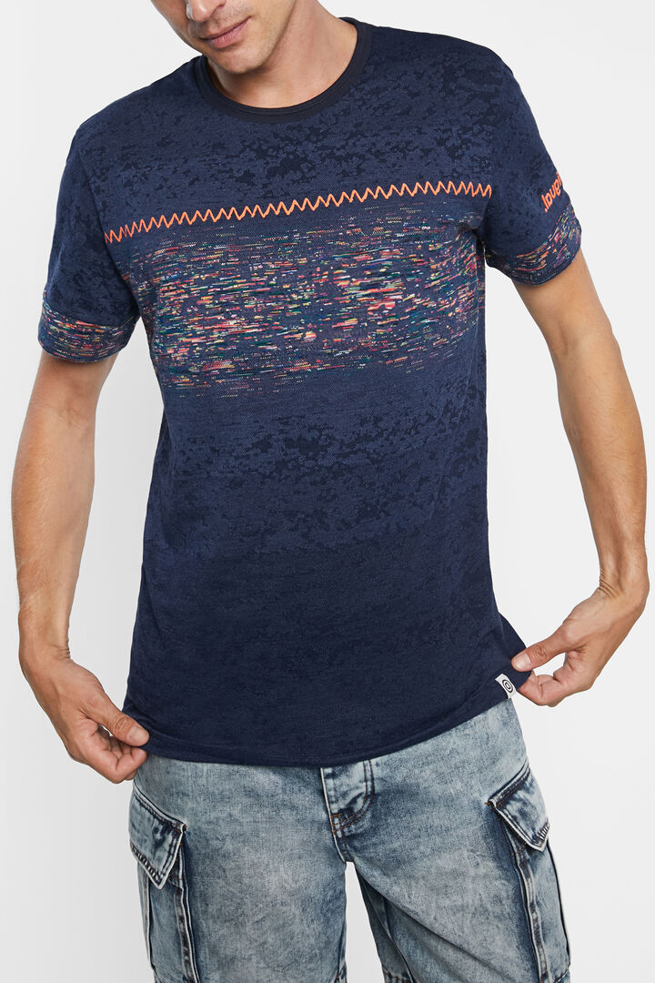 Camiseta básica cenefa jacquard | Desigual