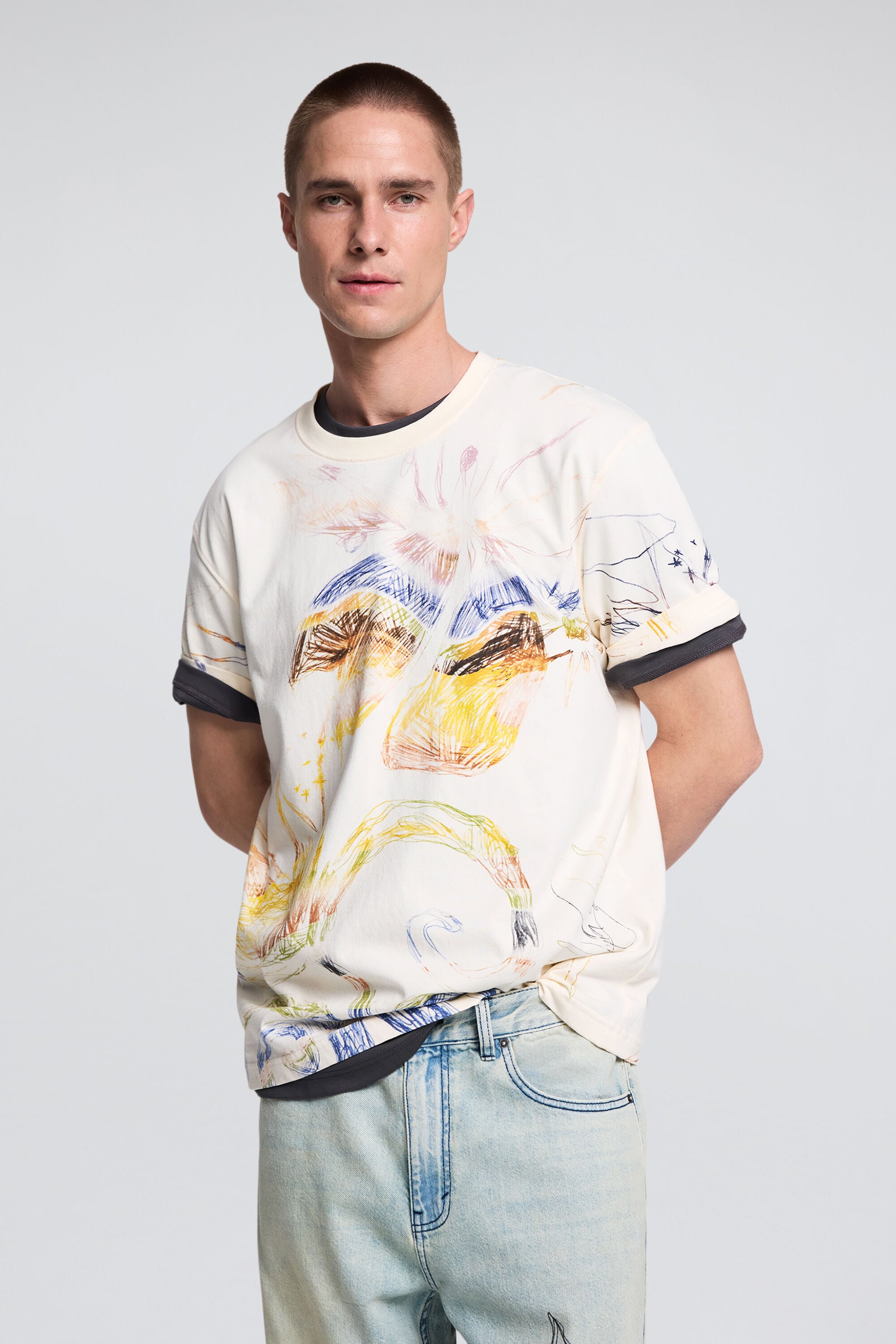 Camiseta estampada dibujos - WHITE - M