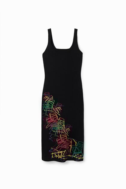 Arty slim strappy dress