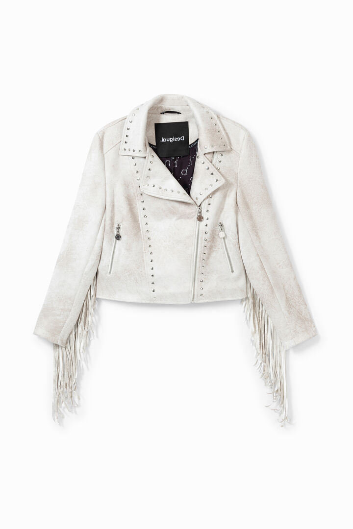 Biker jacket with fringe and studs | Desigual