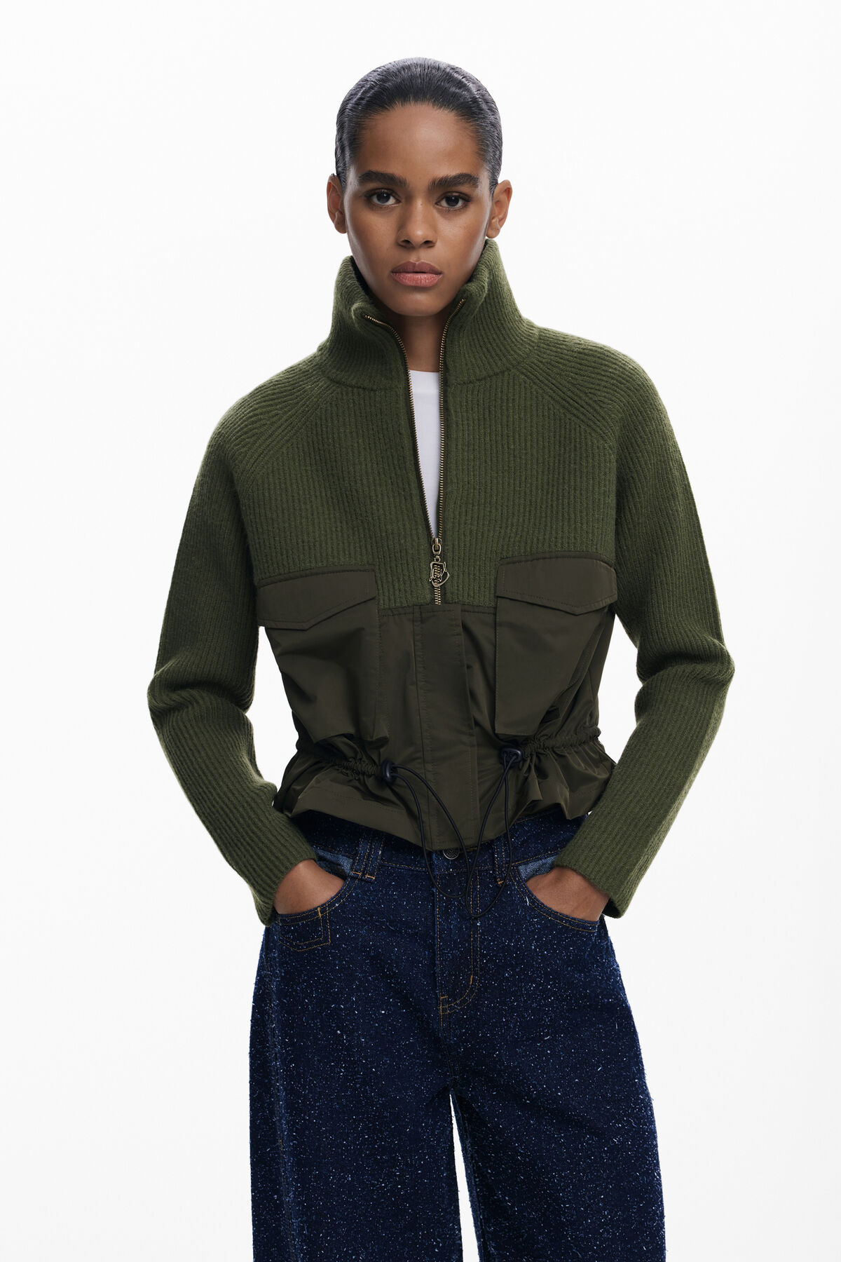 Svetr na zip s kapsami dámské I Desigual.com