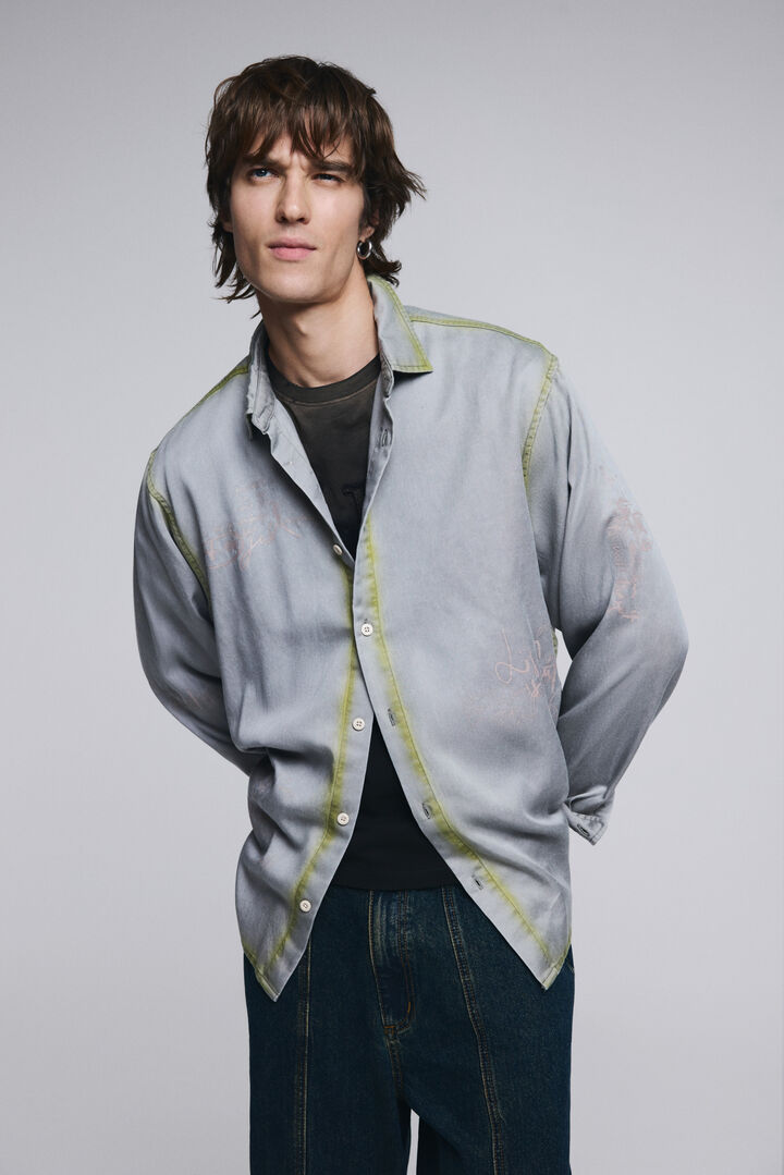 Camisa lettering efecto desgastado