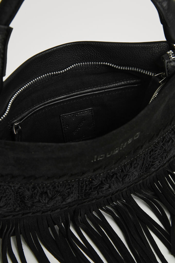 Borsa a tracolla pelle e frange | Desigual