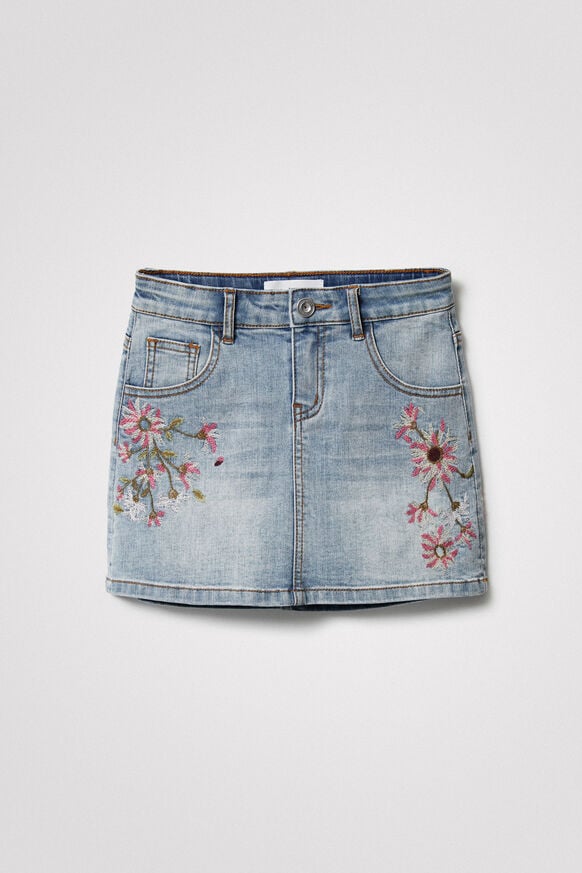 Short denim skirt flowers | Desigual
