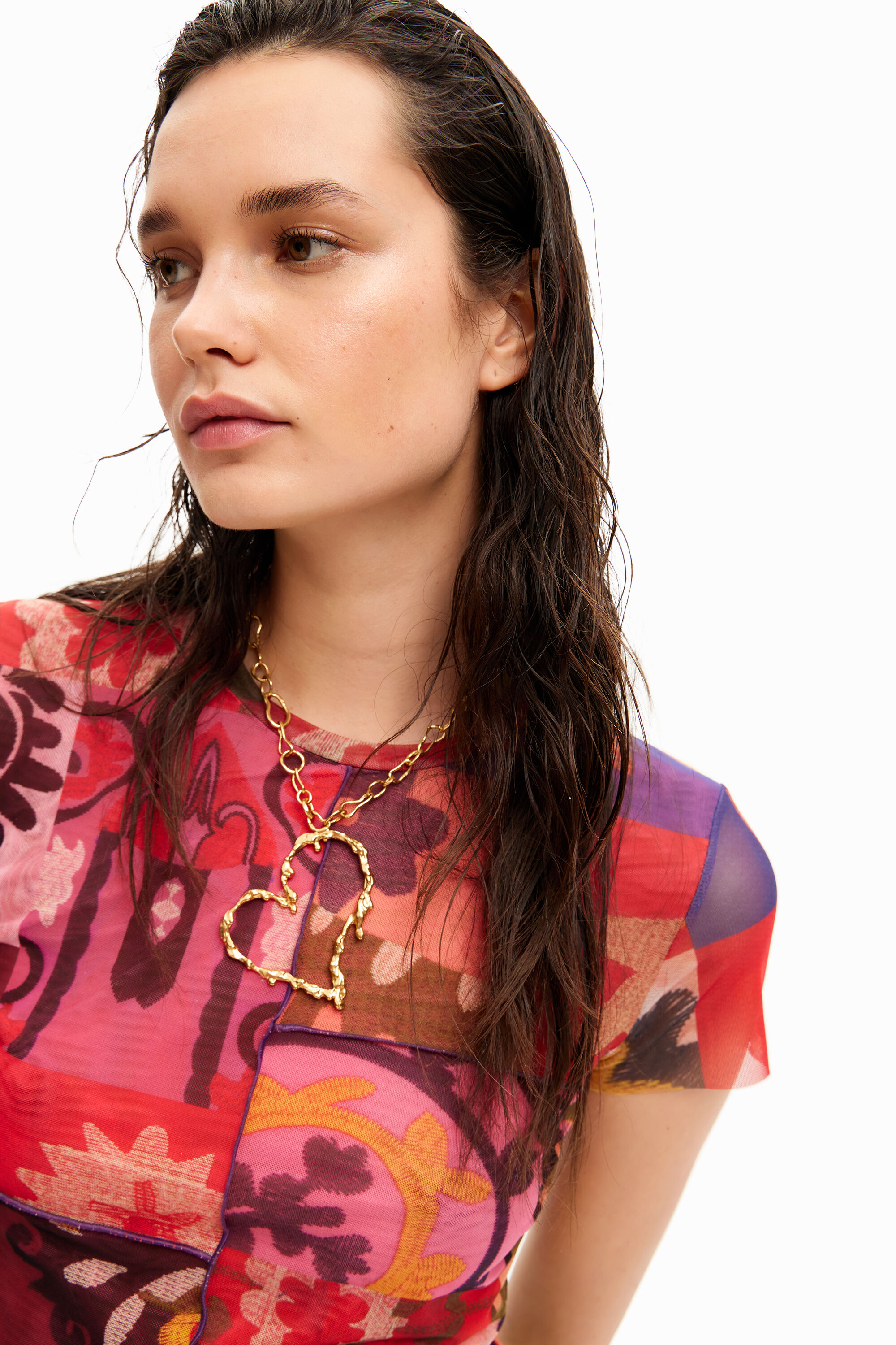 Shop Desigual Patchwork Floral T-shirt In Red