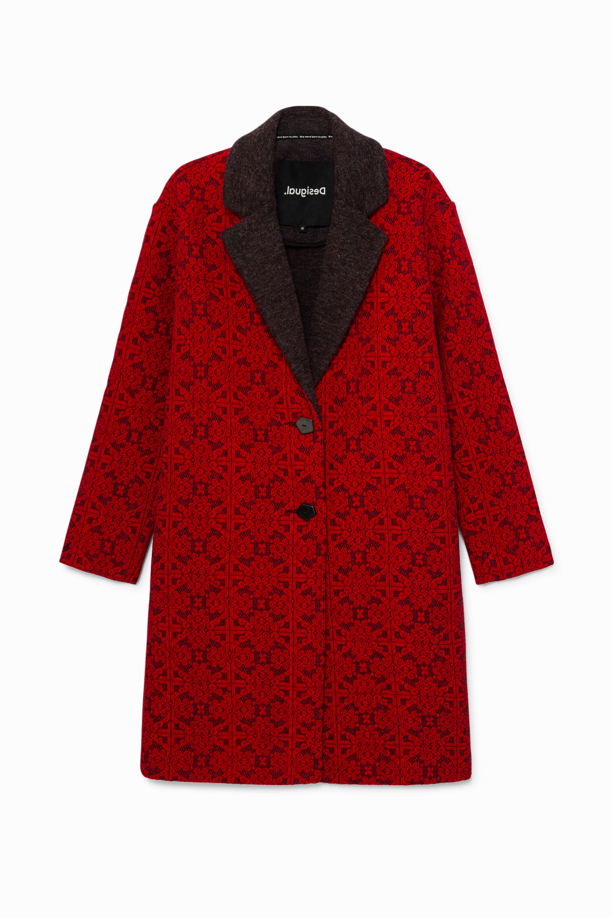 Long tricot coat friezes - RED - XL