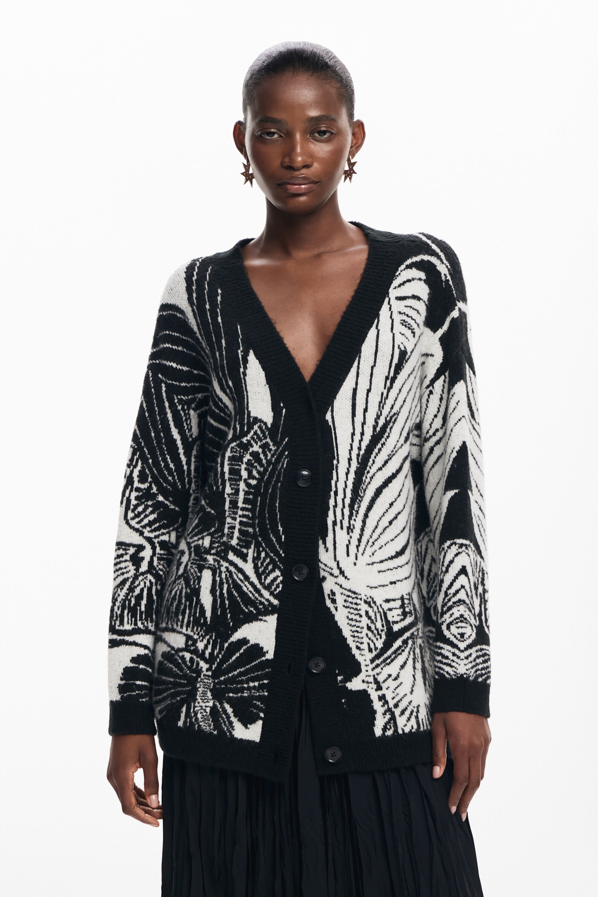 Desigual Printed Cardigan Women Black M