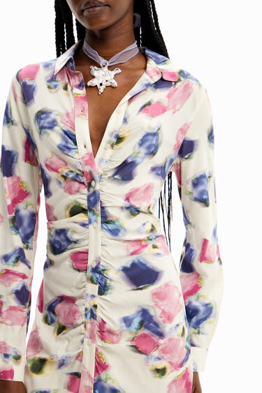 Vestit midi camiser frunzit | Desigual