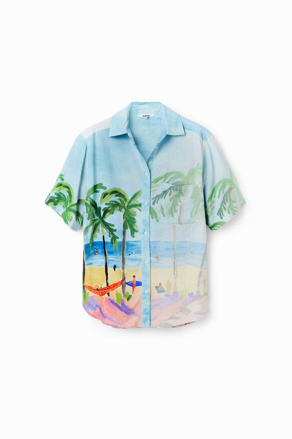 Oversized tropisch linnen shirt