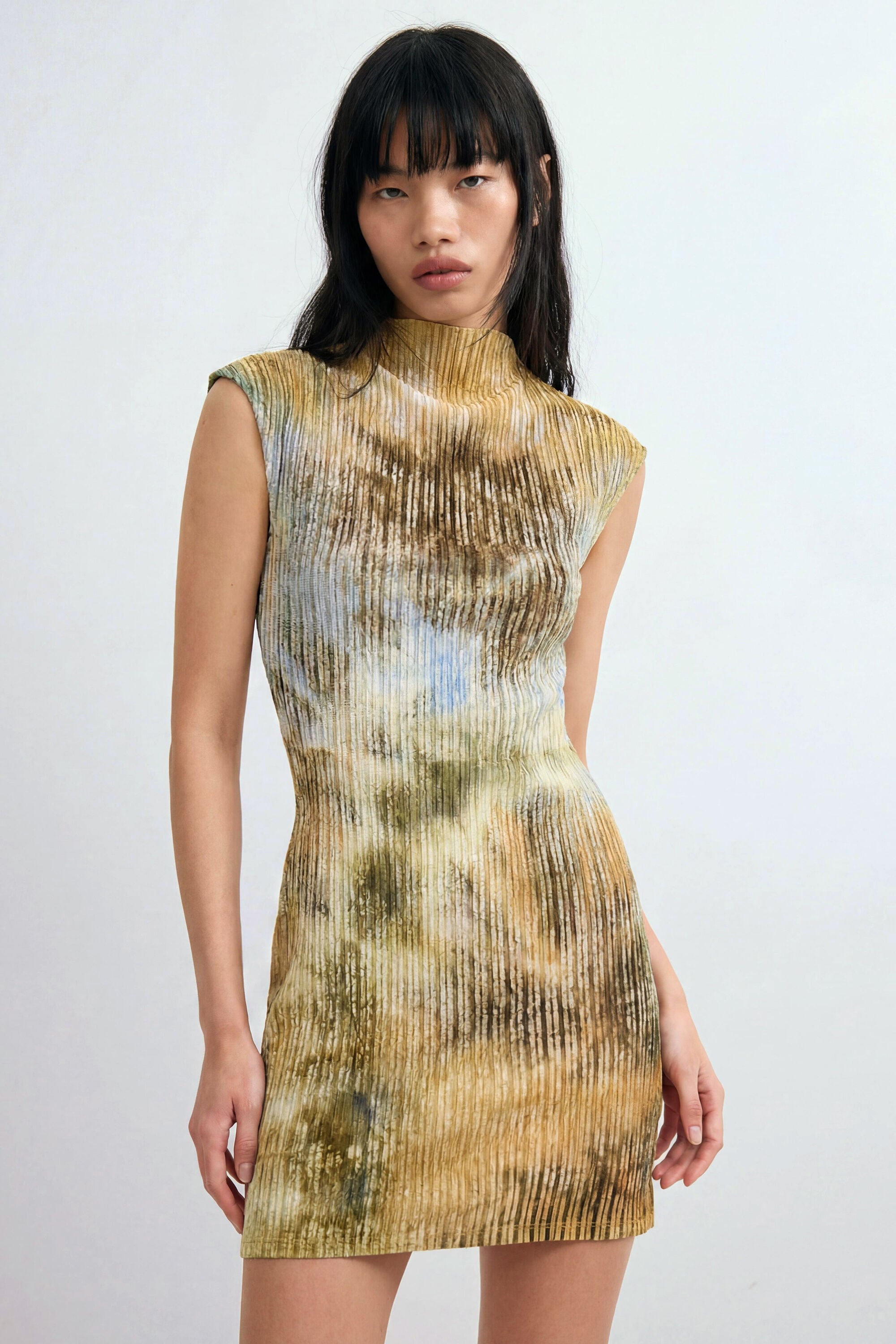 Vestido textura, Poliester, MarróN,